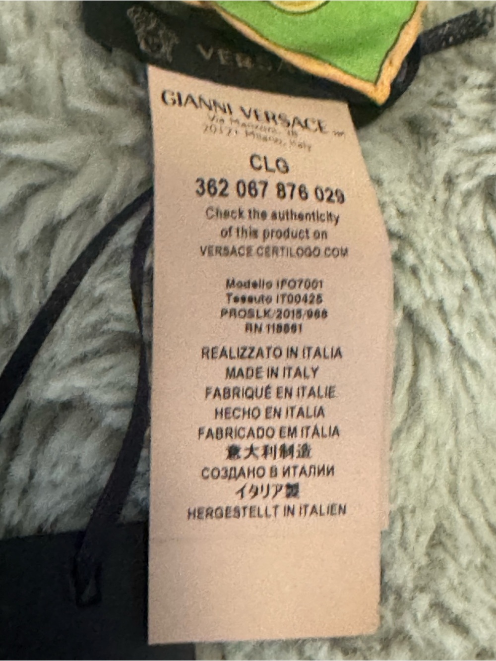 Versace Green and Gold Lion Motif Silk Scarf - Picture 3 of 3
